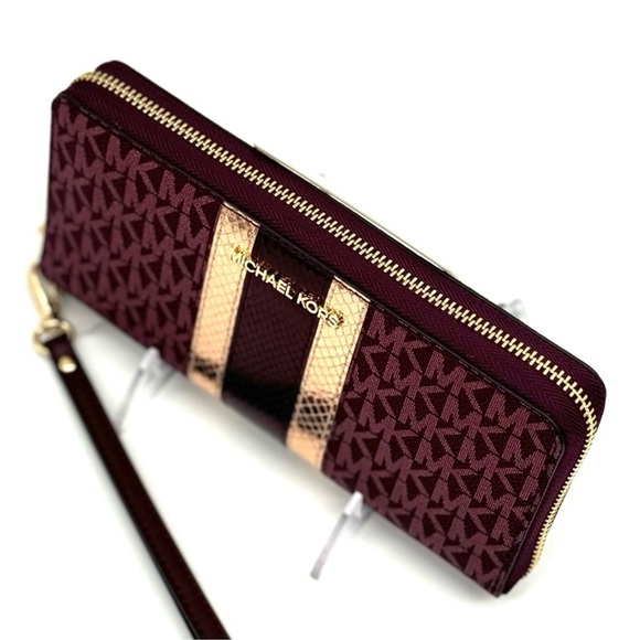 Michael Kors Large Continental Wallet Wristlet Ox Blood Multi - Picture 7 of 10